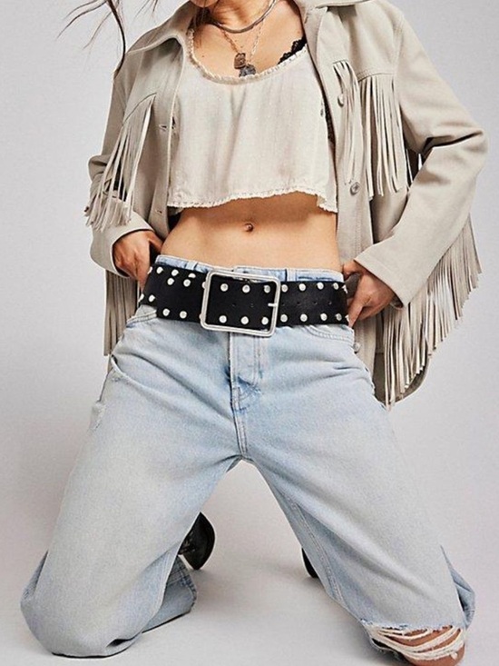 NWT Free People Hex Hip Belt in Black main image 4